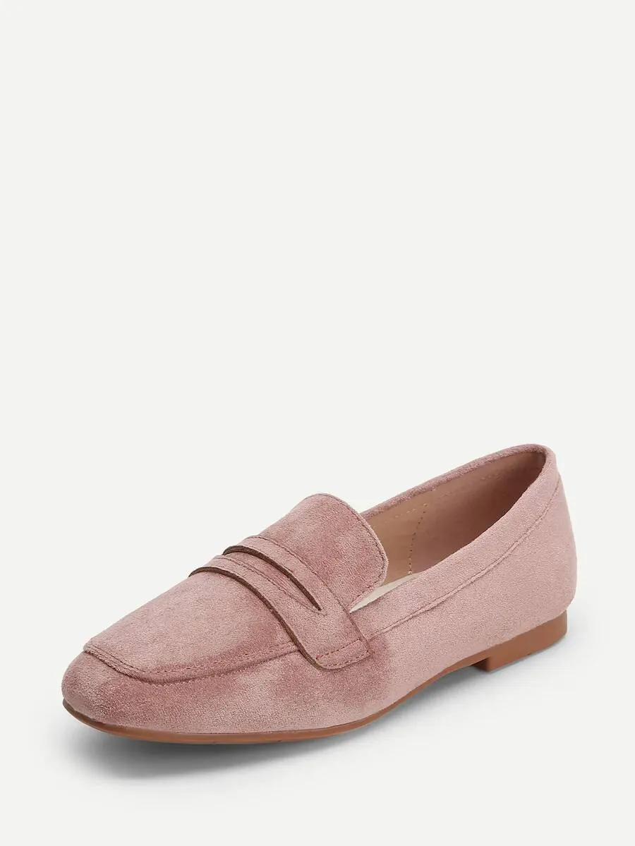 Huge offer Square Toe Suede Flats Technologically advanced Plain