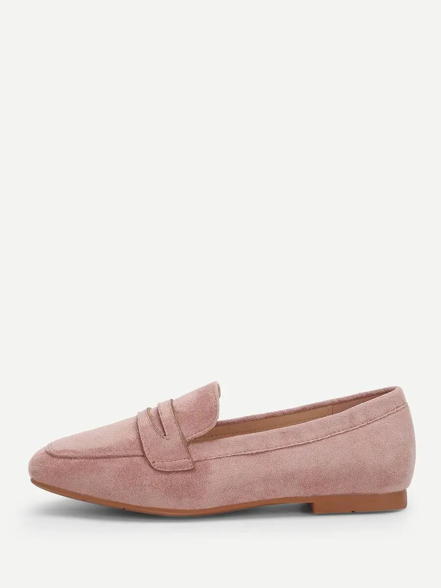 Huge offer Square Toe Suede Flats Technologically advanced Plain