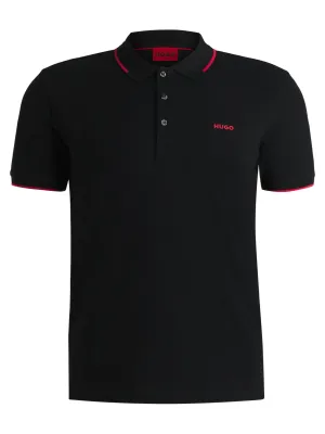 Hugo Boss Stretch-cotton slim-fit polo shirt with printed logo