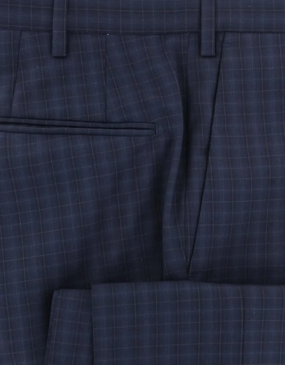 Incotex Dark Blue Check Pants - Slim