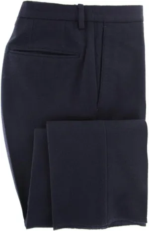 Incotex Midnight Navy Blue Solid Wool Pants - Slim