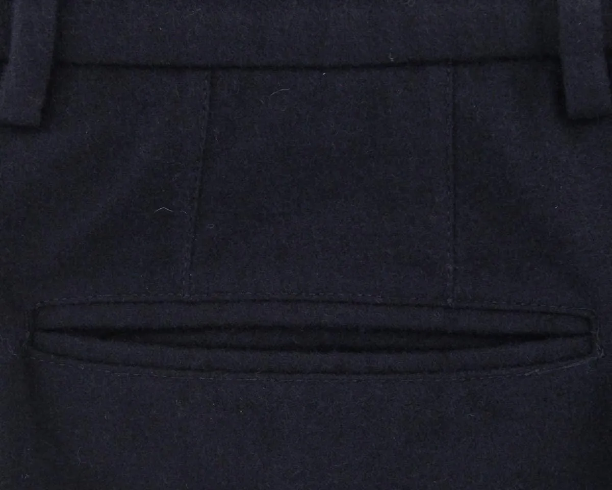 Incotex Midnight Navy Blue Solid Wool Pants - Slim