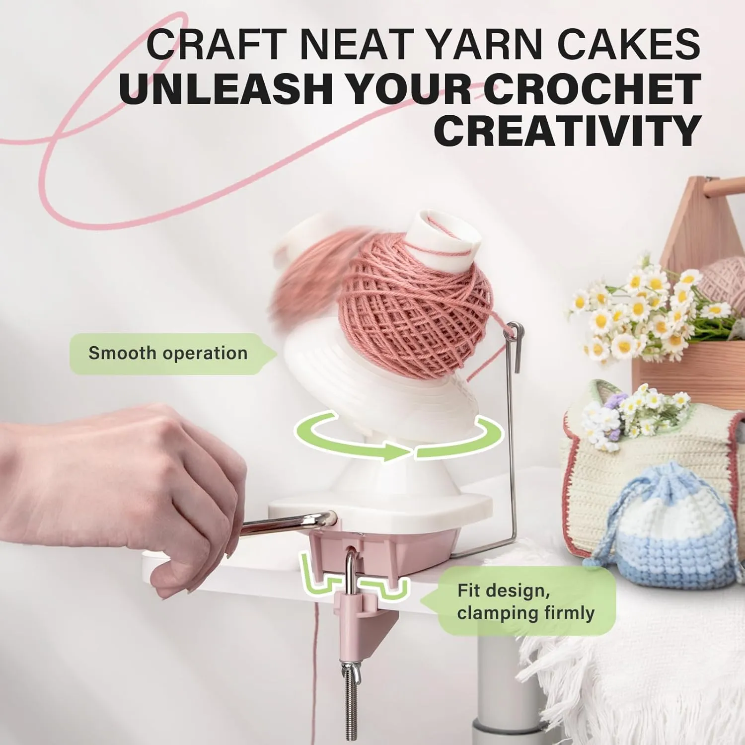 INMAKER Yarn Winder and Swift, Ball Winder and Swift Combo for Crocheting & Knitting, Quick Install Yarn Spinner, Essential Tool for Crafting Enthusiasts