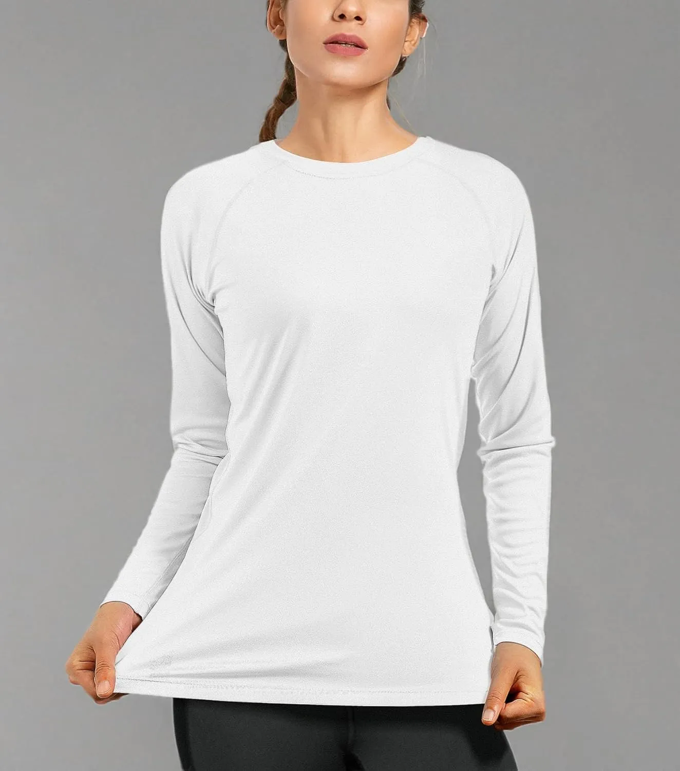 isnowood Women's Sun Protection Long Sleeve Shirts, UPF 50  UV Rash Guard Swim Shirt, Workout Hiking Running Athletic Tops