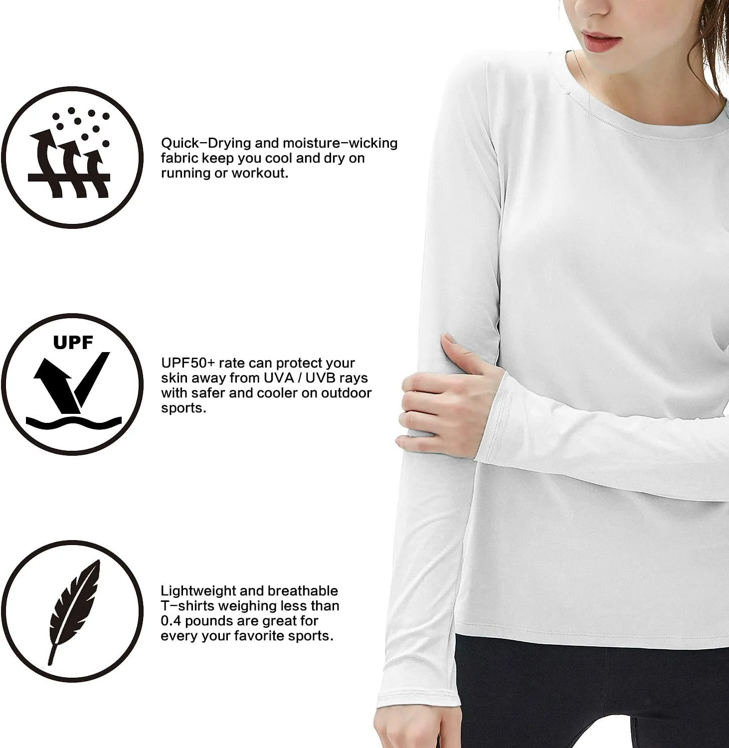 isnowood Women's Sun Protection Long Sleeve Shirts, UPF 50  UV Rash Guard Swim Shirt, Workout Hiking Running Athletic Tops