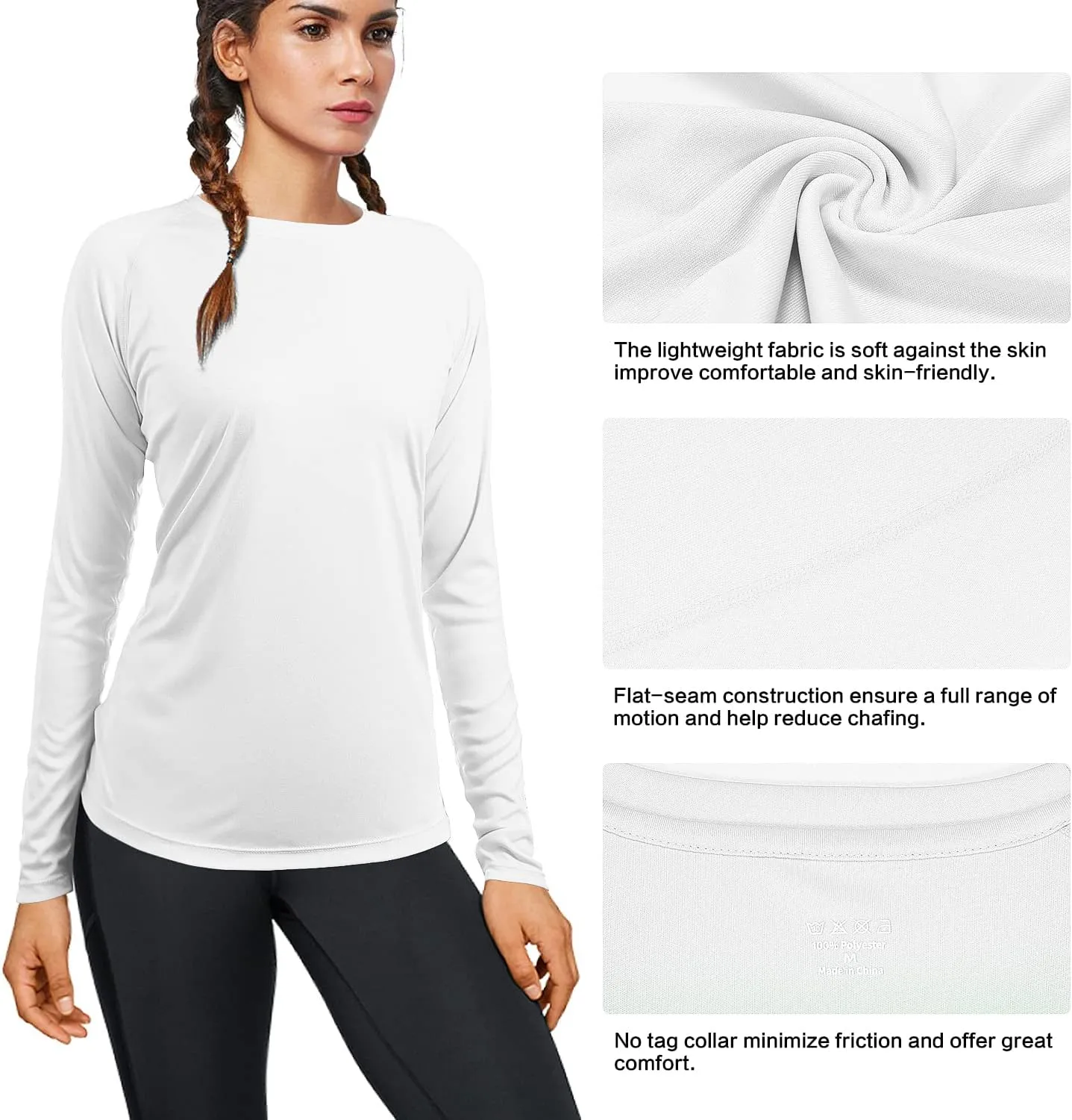 isnowood Women's Sun Protection Long Sleeve Shirts, UPF 50  UV Rash Guard Swim Shirt, Workout Hiking Running Athletic Tops