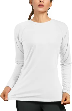 isnowood Women's Sun Protection Long Sleeve Shirts, UPF 50  UV Rash Guard Swim Shirt, Workout Hiking Running Athletic Tops