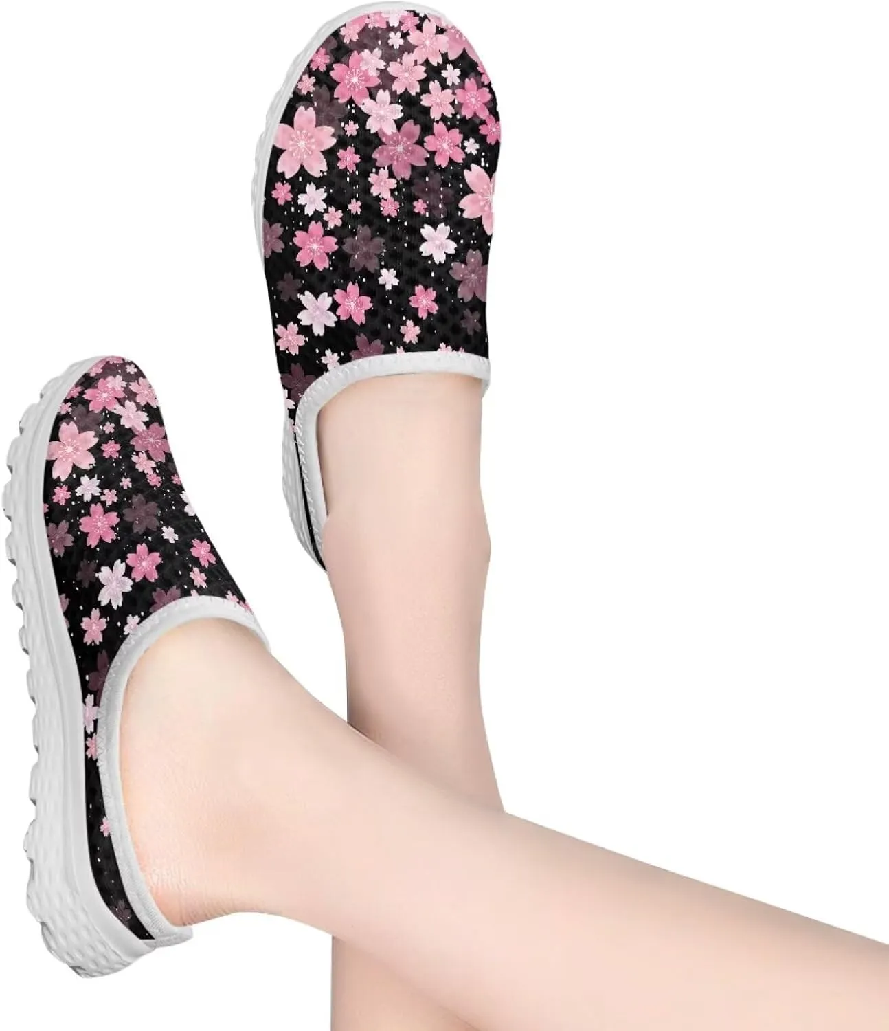 Jeiento Mules Shoes Mesh Breathable Walking Loafers Slip On Garden Clogs House Slippers for Women Butterfly Shoes Casual Travel Footwear