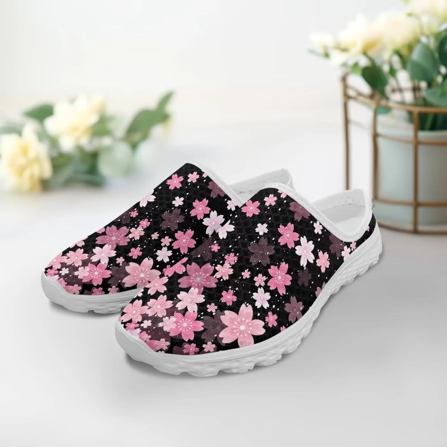 Jeiento Mules Shoes Mesh Breathable Walking Loafers Slip On Garden Clogs House Slippers for Women Butterfly Shoes Casual Travel Footwear