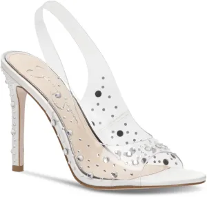 Jessica Simpson Womens Jaisey 2 Glitter Mesh Inset Slingback Heels