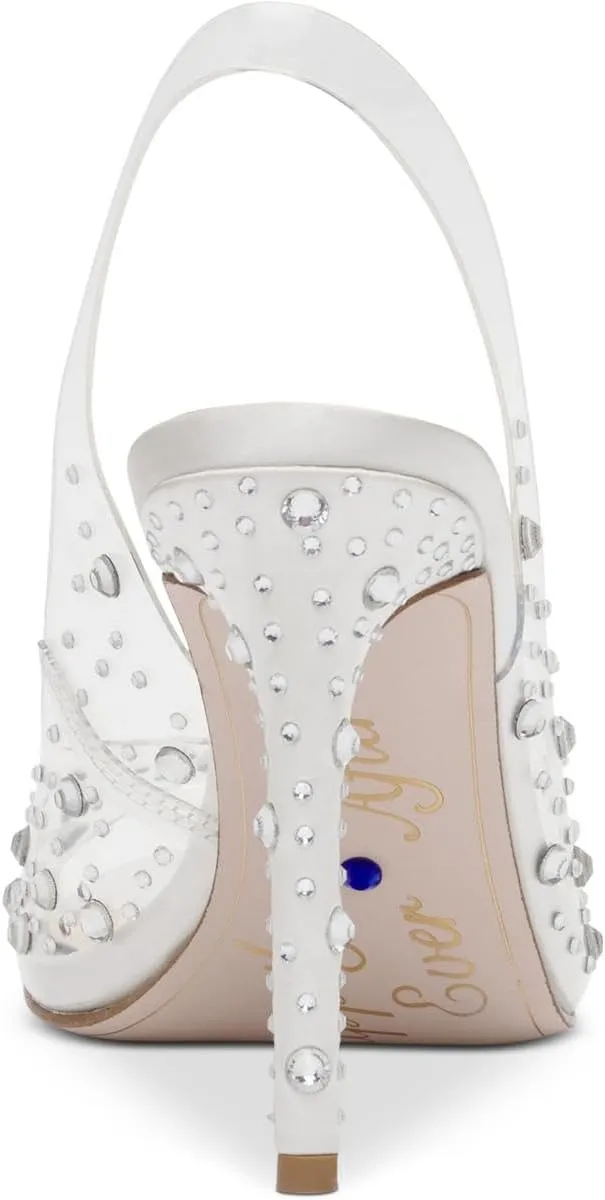 Jessica Simpson Womens Jaisey 2 Glitter Mesh Inset Slingback Heels