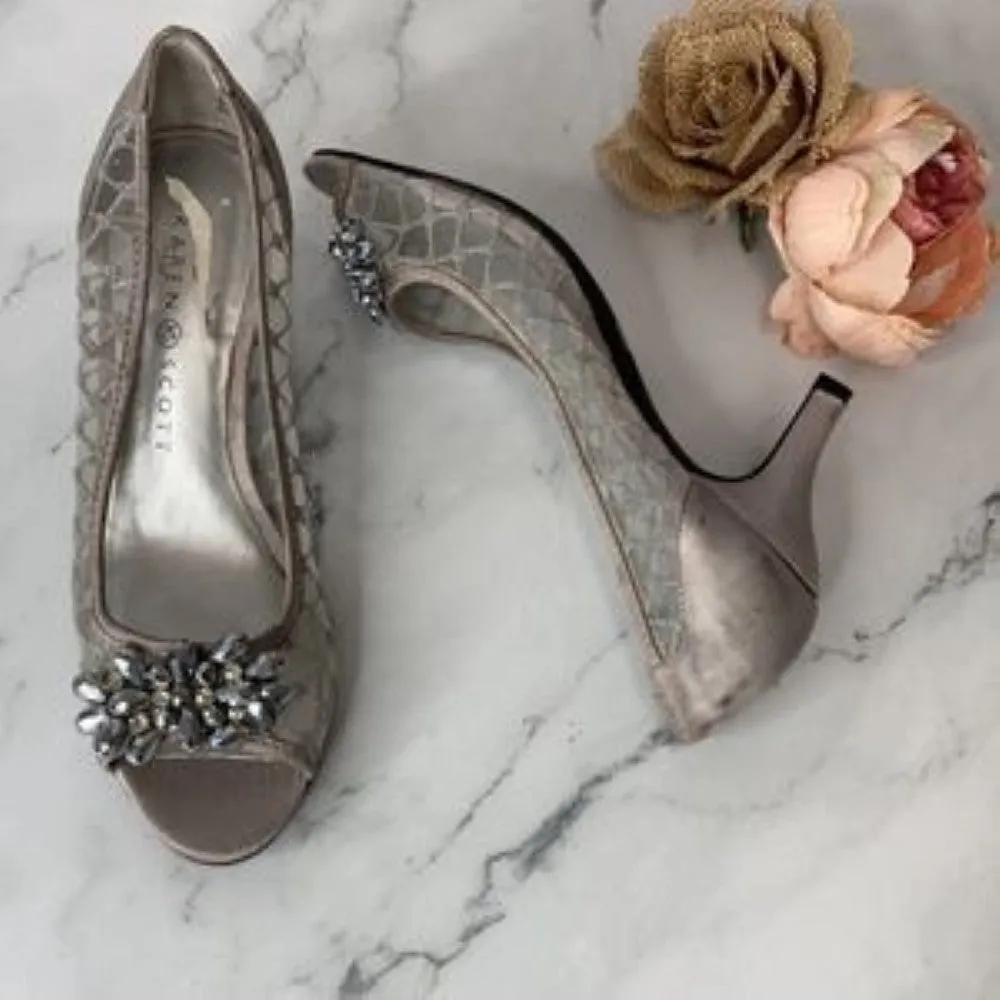 Karen Scott Grey Maralyn Peep-Toe Evening Pumps 5.5M