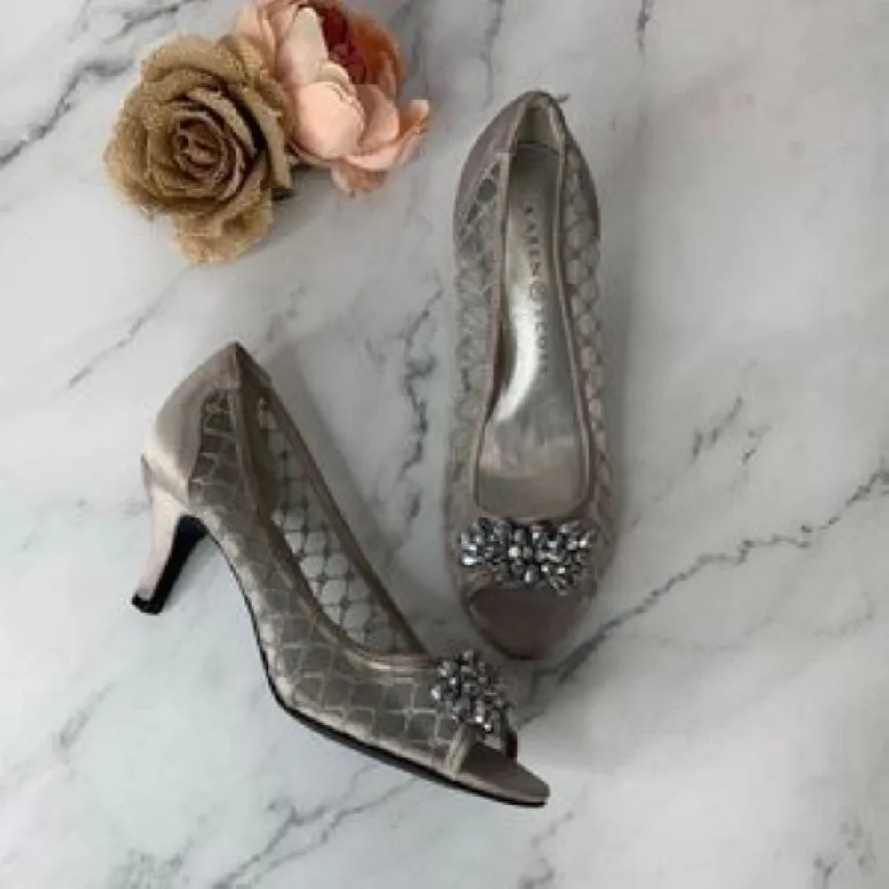 Karen Scott Grey Maralyn Peep-Toe Evening Pumps 5.5M