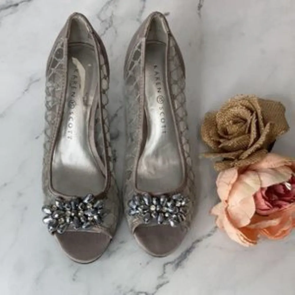 Karen Scott Grey Maralyn Peep-Toe Evening Pumps 5.5M
