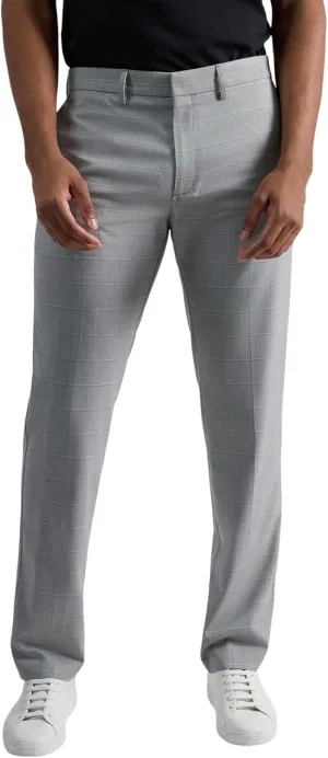 Kenneth Cole Reaction Men's Premium Flex Slim Fit Dress Pant-Patterns and Solids, Lighte Grey Mini Plaid, 32W x 30L