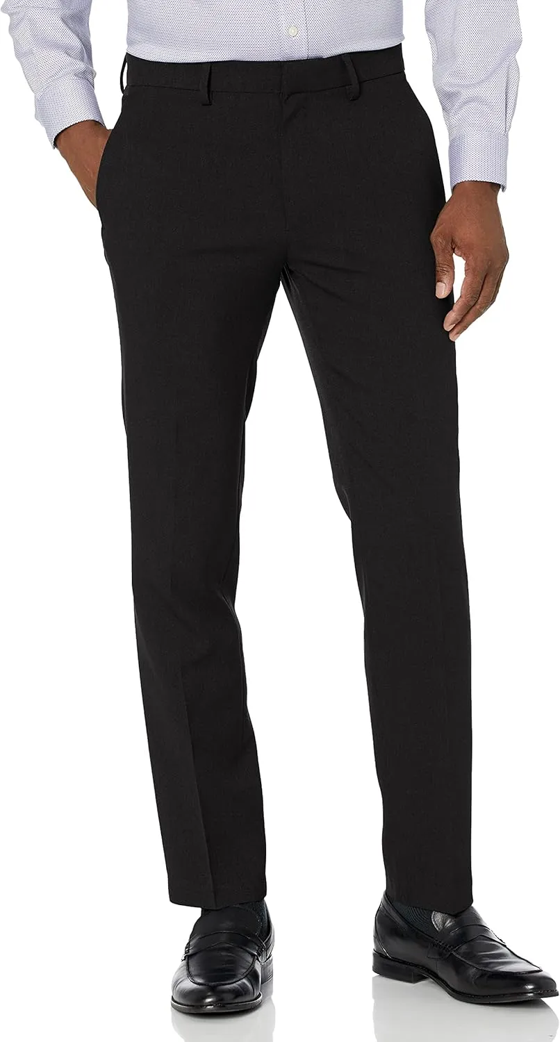 Kenneth Cole Reaction Men's Stretch Weave Slim Fit Dress Pant, Black, 30W x 29L
