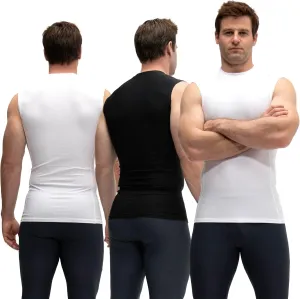 KISTA 3 Pack Men's Sleeveless Workout Shirts, Dry Fit Running Compression Cutoff Shirts, Athletic Base Layer Tank Top