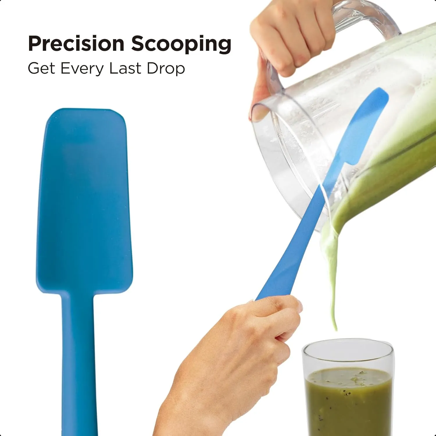 Kitchen Mama WaltzGrip Platinum Silicone Jar and Can Spatula Set: Heat-Resistant, Dishwasher Safe, Ergonomic Grip, Perfect for Mixing and Scraping, Nonstick Cookware (Blue)