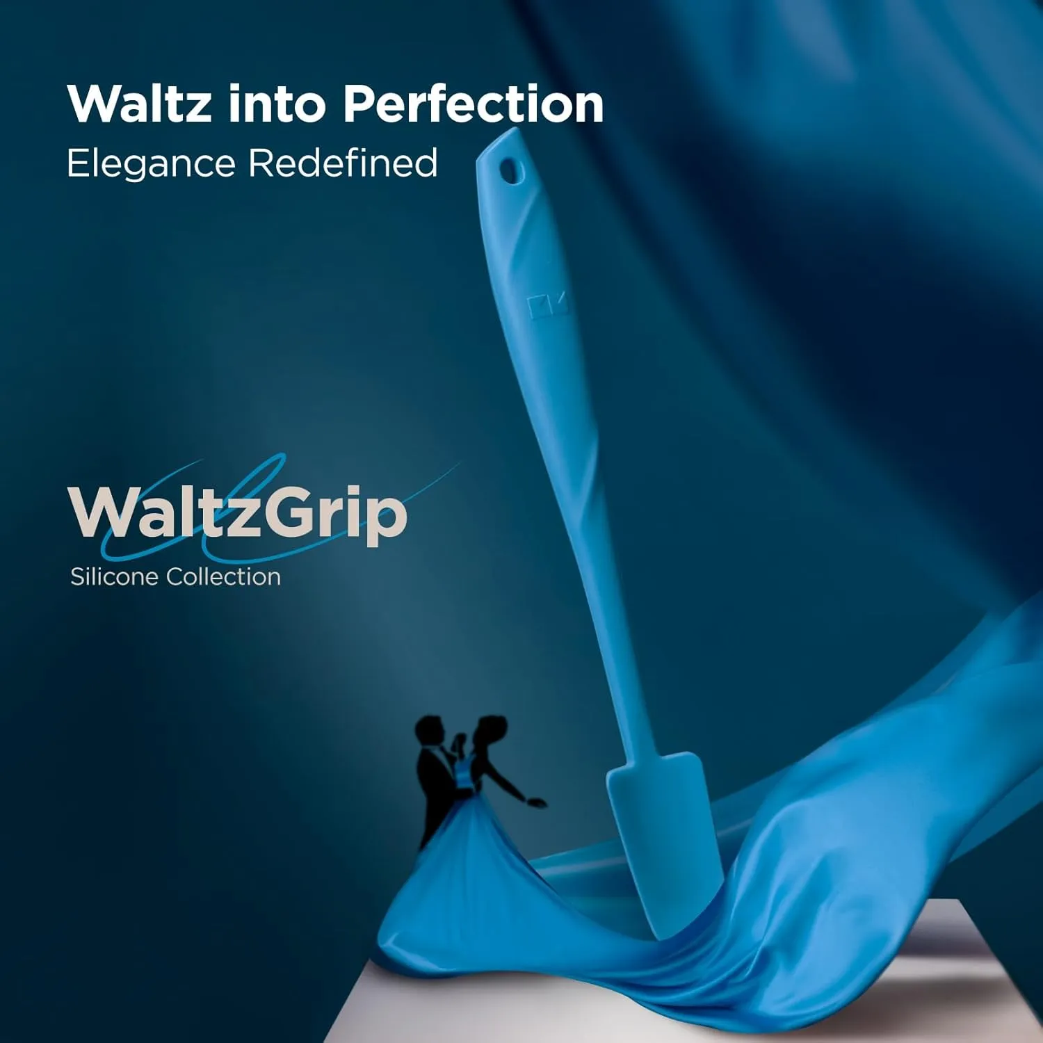 Kitchen Mama WaltzGrip Platinum Silicone Jar and Can Spatula Set: Heat-Resistant, Dishwasher Safe, Ergonomic Grip, Perfect for Mixing and Scraping, Nonstick Cookware (Blue)