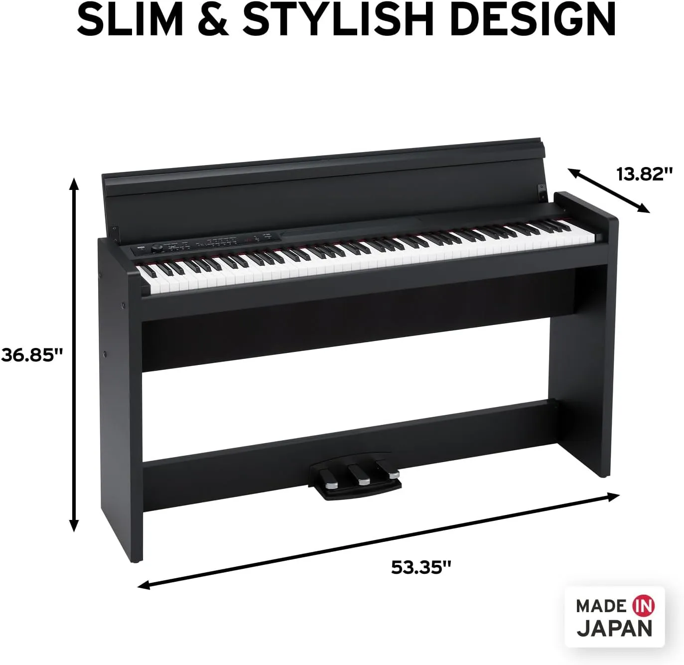KORG, LP-380U Digital Home Piano with 88-Key Fully Weighted Keyboard, Built-in Speakers, Furniture Stand, and 3-Pedal Unit (LP-380-BK-U)