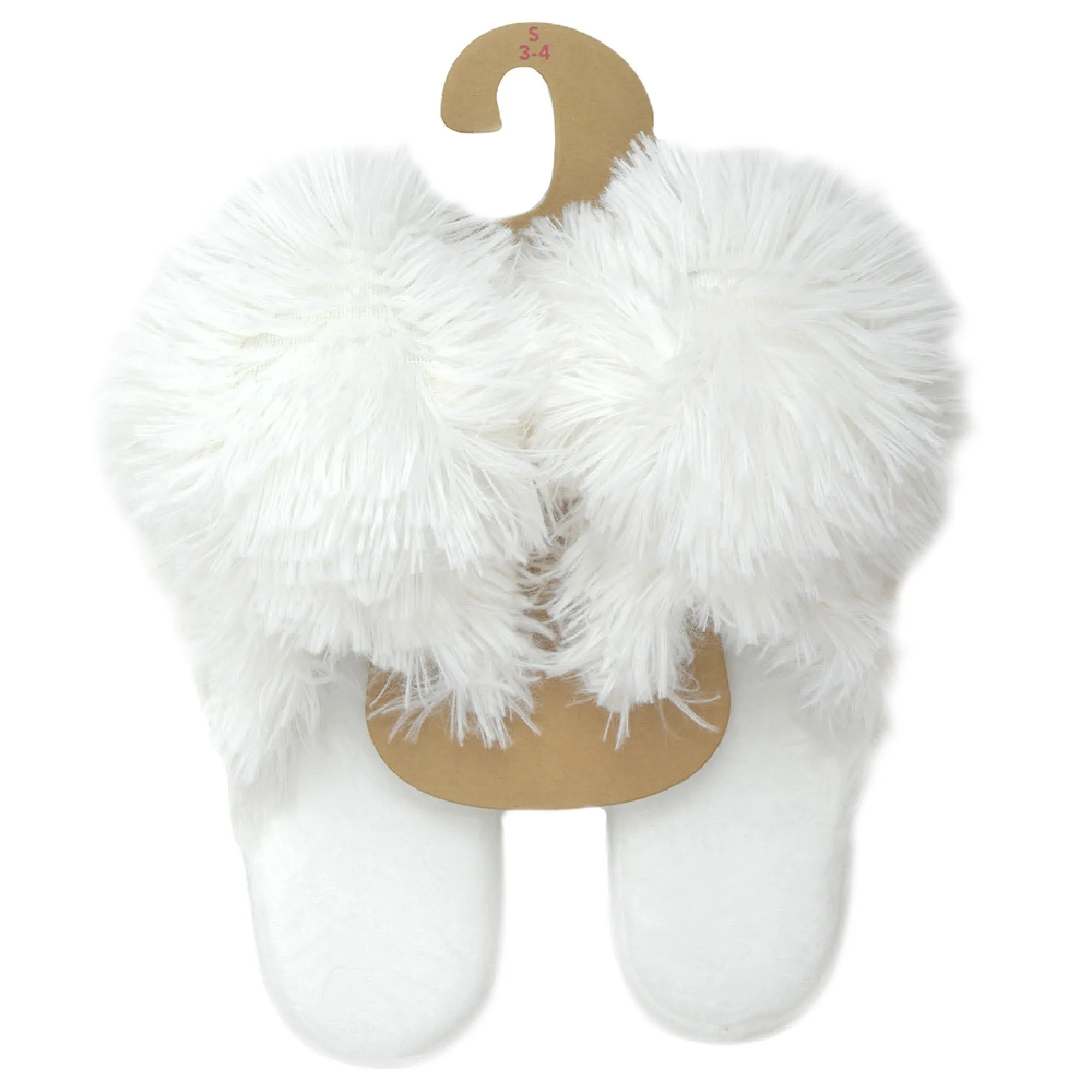 Ladies Novelty Dog Slippers Cream Faux Fur 3D Mule Style Slip-Ons