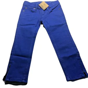 Lands' End Girl Pencil Pants Jeans Size 4 Ankle Zipper Adjustable Waist Blue NWT