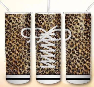 LEOPARD SNEAKER 20 oz Stainless Steel Skinny Tumbler with Lid, Metal Straw & Gift Box