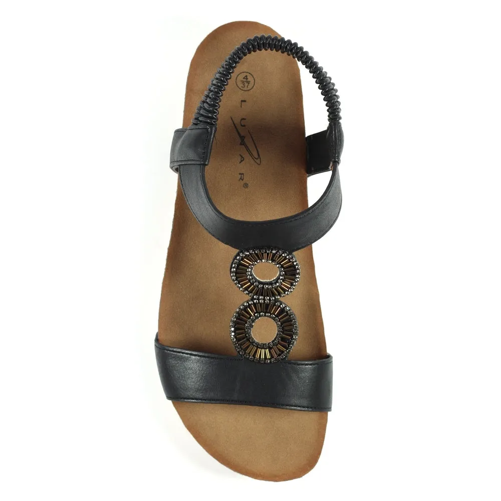 Lunar Barwell Women's T Bar Wedge Sandal Black