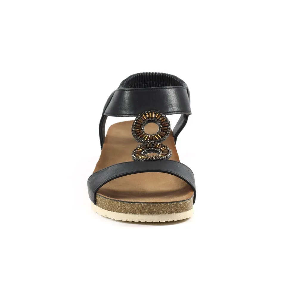 Lunar Barwell Women's T Bar Wedge Sandal Black
