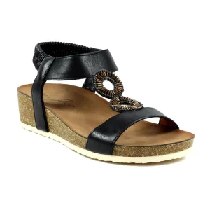 Lunar Barwell Women's T Bar Wedge Sandal Black