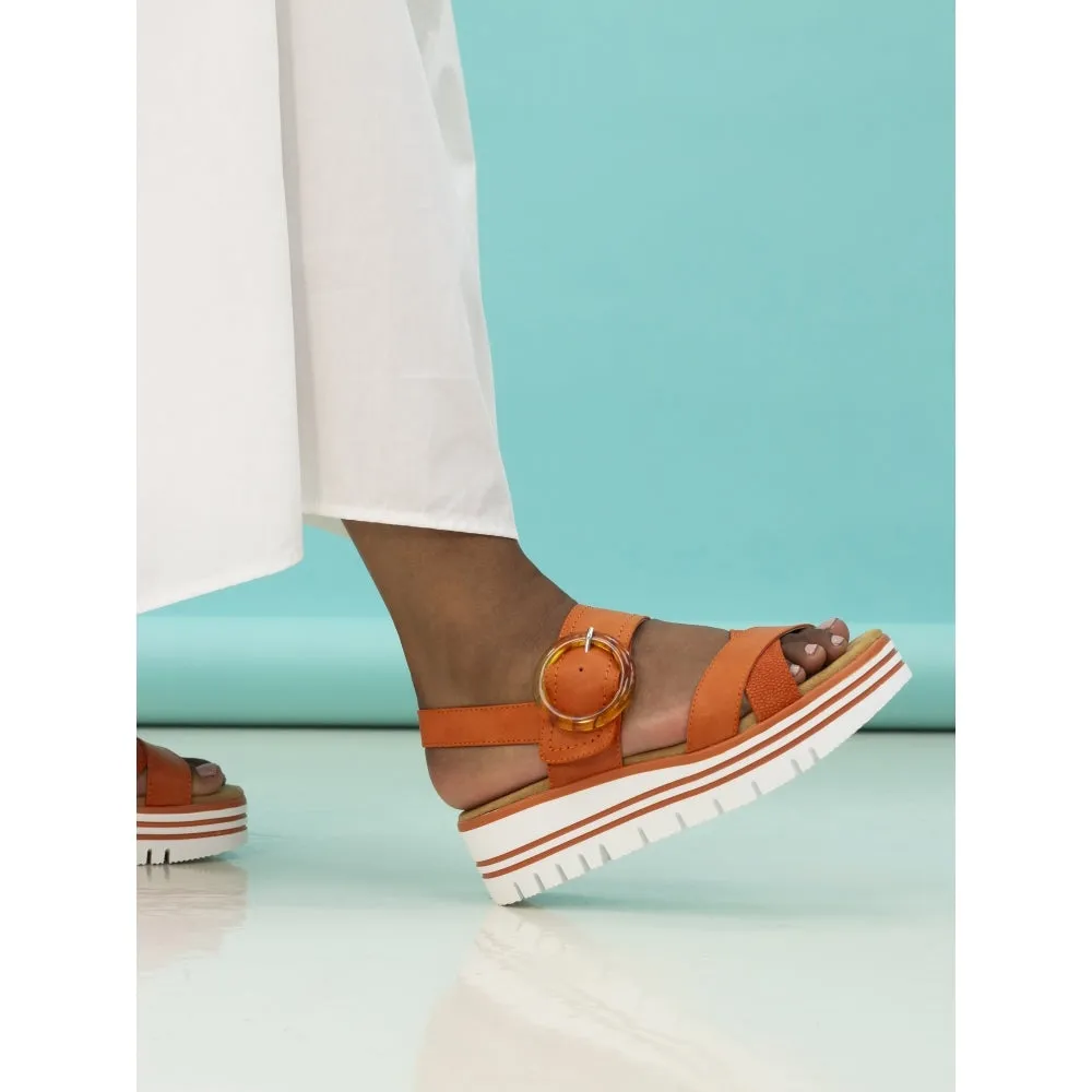 Lunar Elise Women's Chunky Sole Slingback Touch Fastening Strap Open Toe Sandal Orange