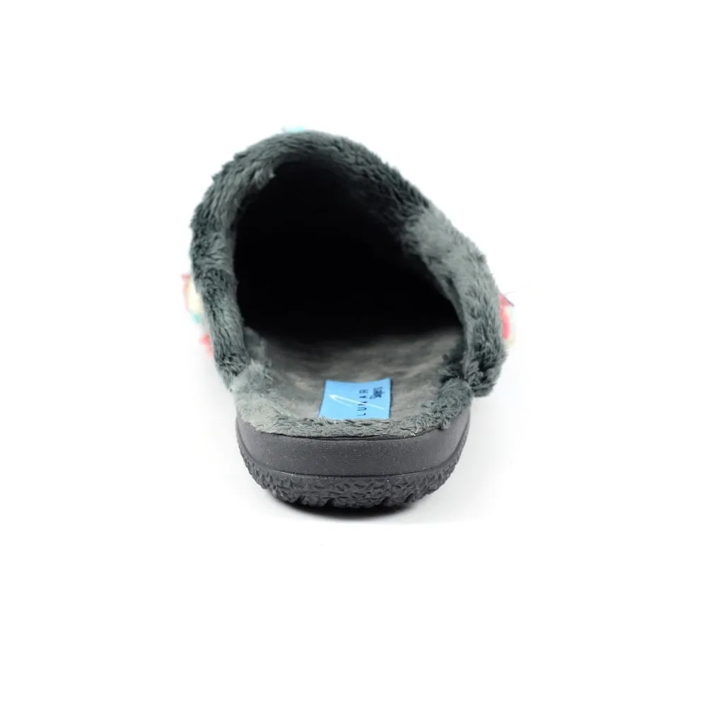 Lunar Montreal Women's Padded Insole Polka Dot Mule Slipper Grey MACHINE WASHABLE