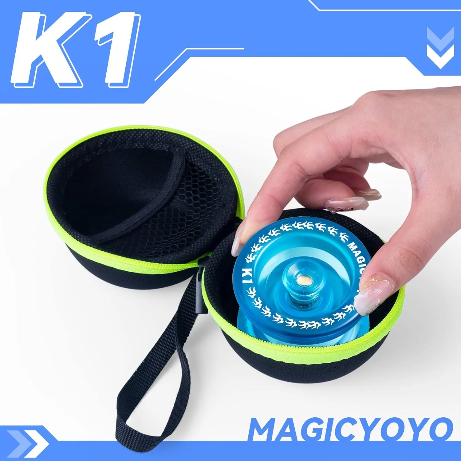 Magic YOYO K1 Yoyo Responsive Ball Bearing Yoyo for Beginner Kids, Plastic ABS Yoyo with Yoyo Glove Yoyo Storage Bag 12 Replacement Yoyo Strings (Crystal Blue)