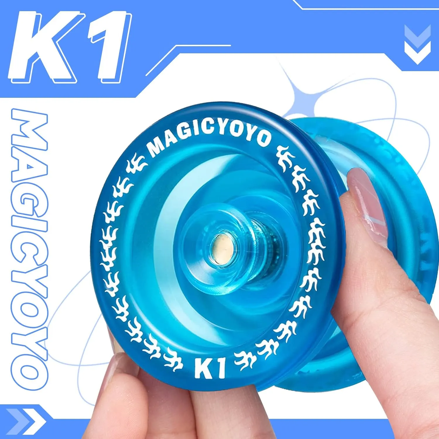 Magic YOYO K1 Yoyo Responsive Ball Bearing Yoyo for Beginner Kids, Plastic ABS Yoyo with Yoyo Glove Yoyo Storage Bag 12 Replacement Yoyo Strings (Crystal Blue)