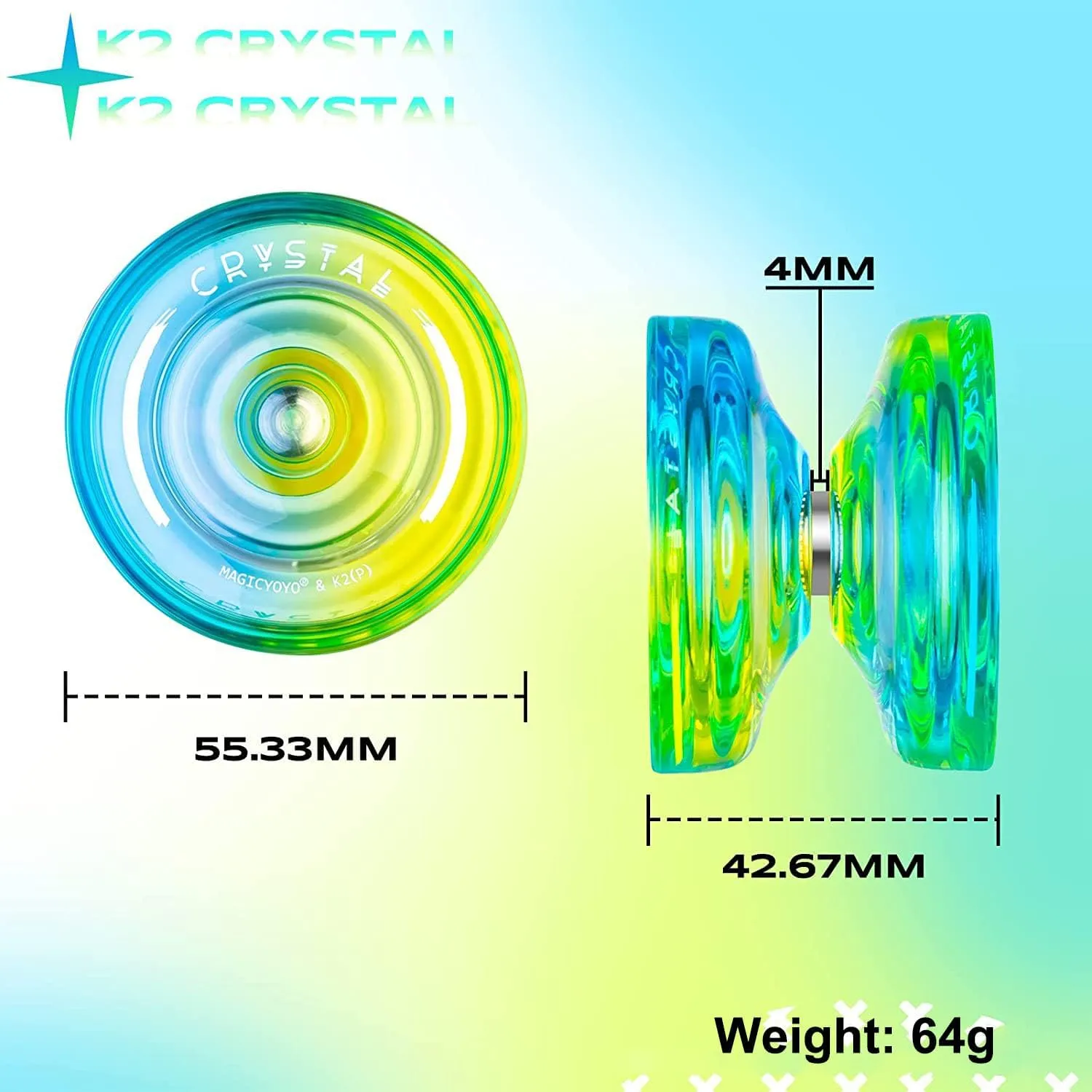 MAGICYOYO Responsive Yoyo for Kids Beginners, Dual Purpose Yo Yo K2 Unresponsive Yo-yo for Finger Spin Tricks Intermediate Play 12 Yoyo Strings Bearing Tool  Storage Case(Blue Yellow)