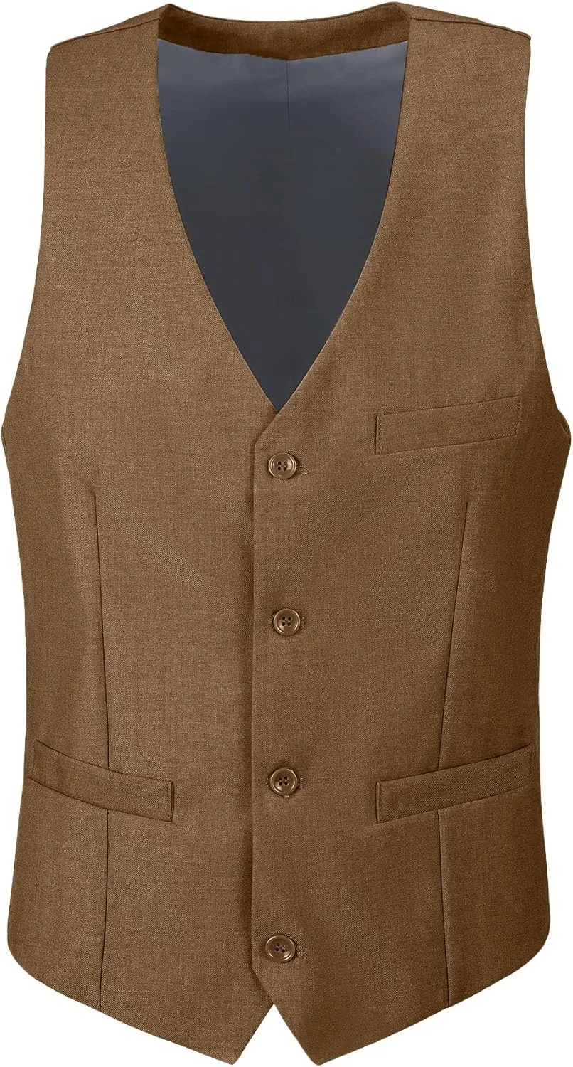 Mens 3 Piece Slim Fit Suit Set, 2 Button Solid Blazer Jacket Vest Pants Business Tuxedo