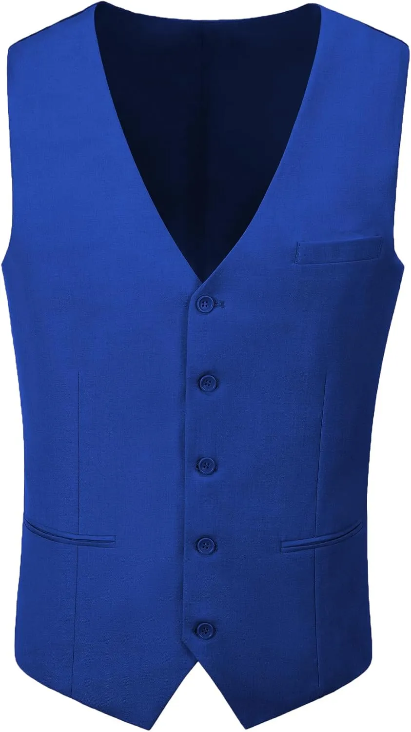 Mens 3 Piece Slim Fit Suit Set, 2 Button Solid Blazer Jacket Vest Pants Business Tuxedo