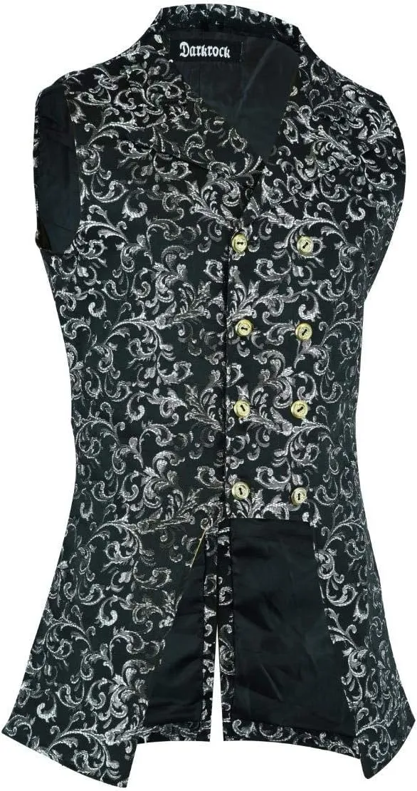 Men's Double Breasted Governor Vest Waistcoat VTG Brocade Gothic Steampunk Victorian Suit Vest
