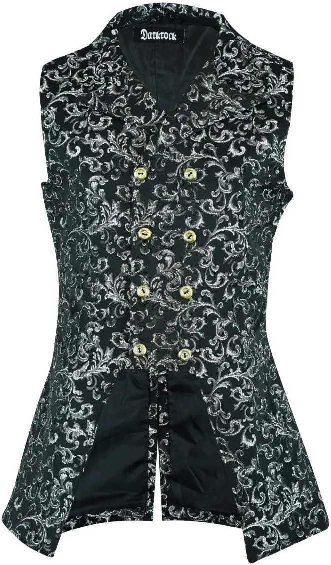 Men's Double Breasted Governor Vest Waistcoat VTG Brocade Gothic Steampunk Victorian Suit Vest