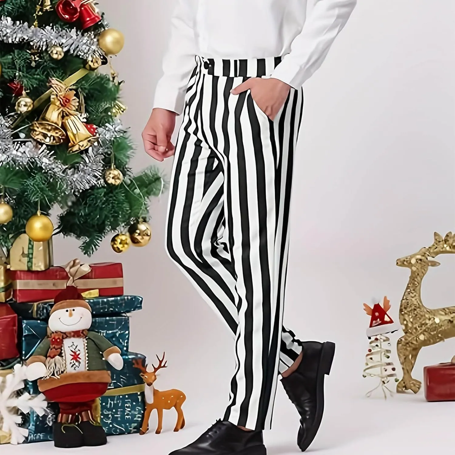 Men's Dress Pants Classic Fit Stretch Dress Pants Casual Pleated Front Dress Pants Straight Fit Pants