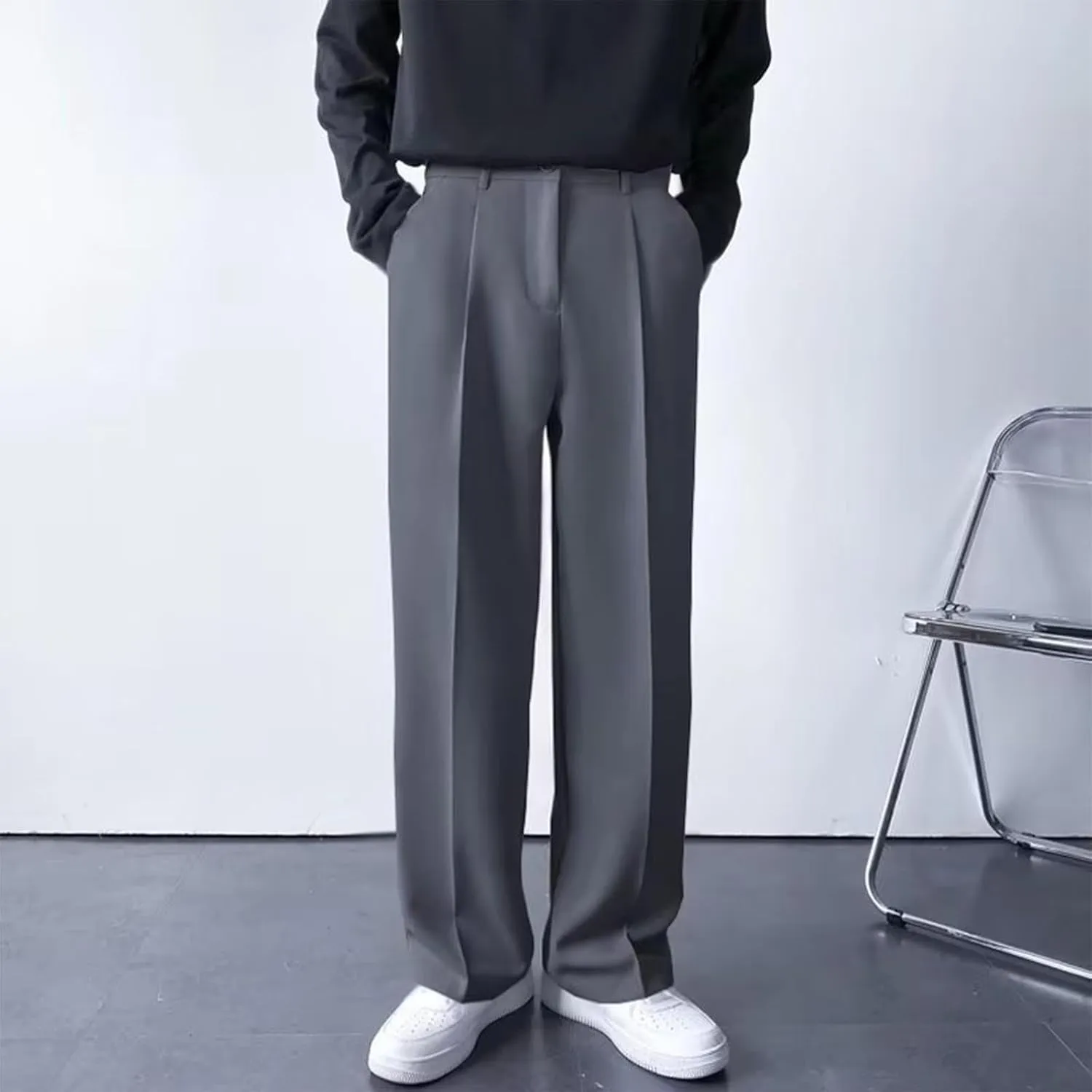 Mens Dress Pants Stretch Classic Fit Dress Pants Pleated Front Casual Pant Dress Pants Straight Fit Pants