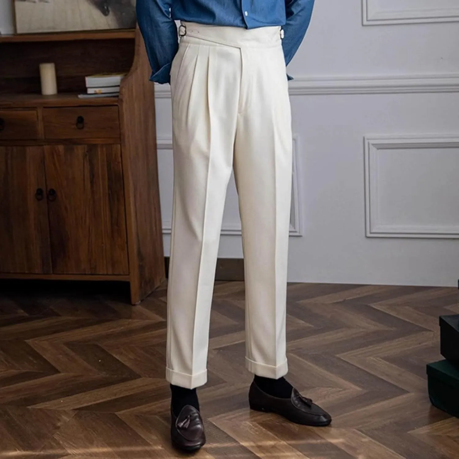 Mens Dress Pants Workday Classic Fit Suit Pants Casual Pleated Front Dress Pants Straight Fit Pants