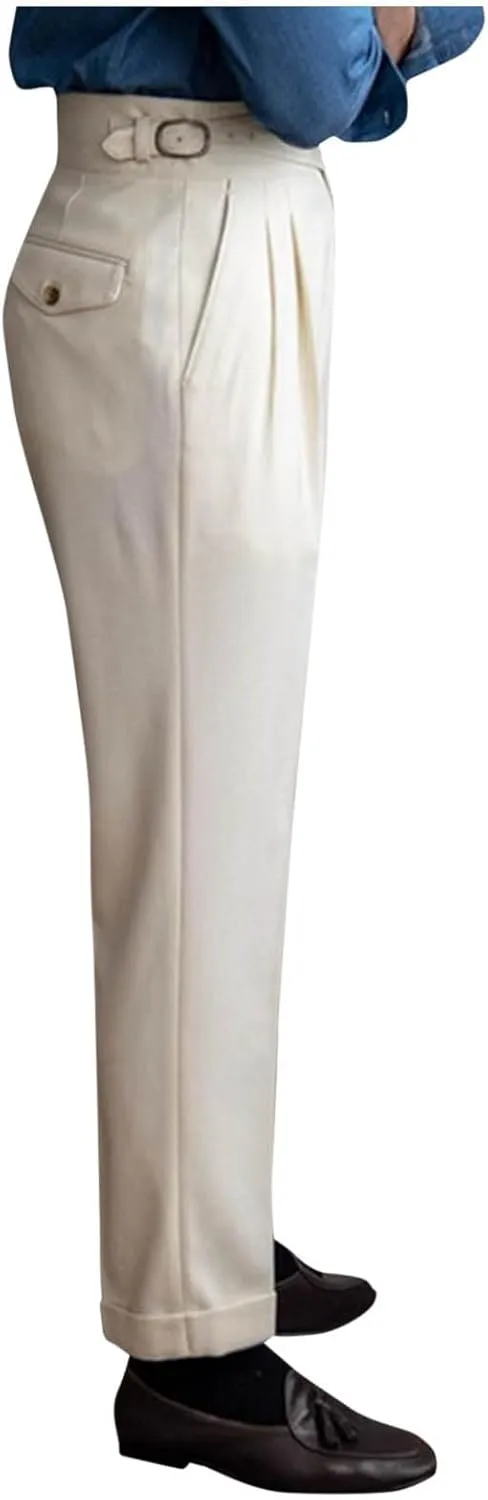Mens Dress Pants Workday Classic Fit Suit Pants Casual Pleated Front Dress Pants Straight Fit Pants