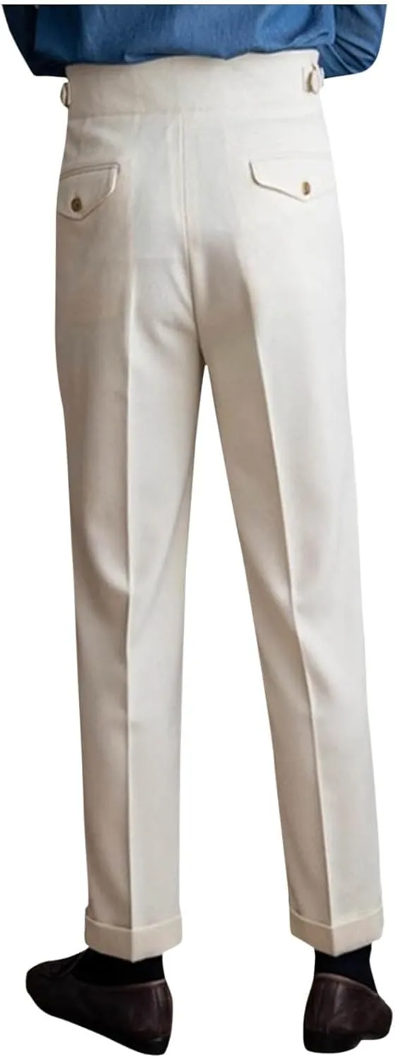 Mens Dress Pants Workday Classic Fit Suit Pants Casual Pleated Front Dress Pants Straight Fit Pants