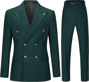 Men's Slim Fit 2 Piece Suit Double Breasted Business Wedding Prom Tuxedo Suits Blazer & Pants Set…