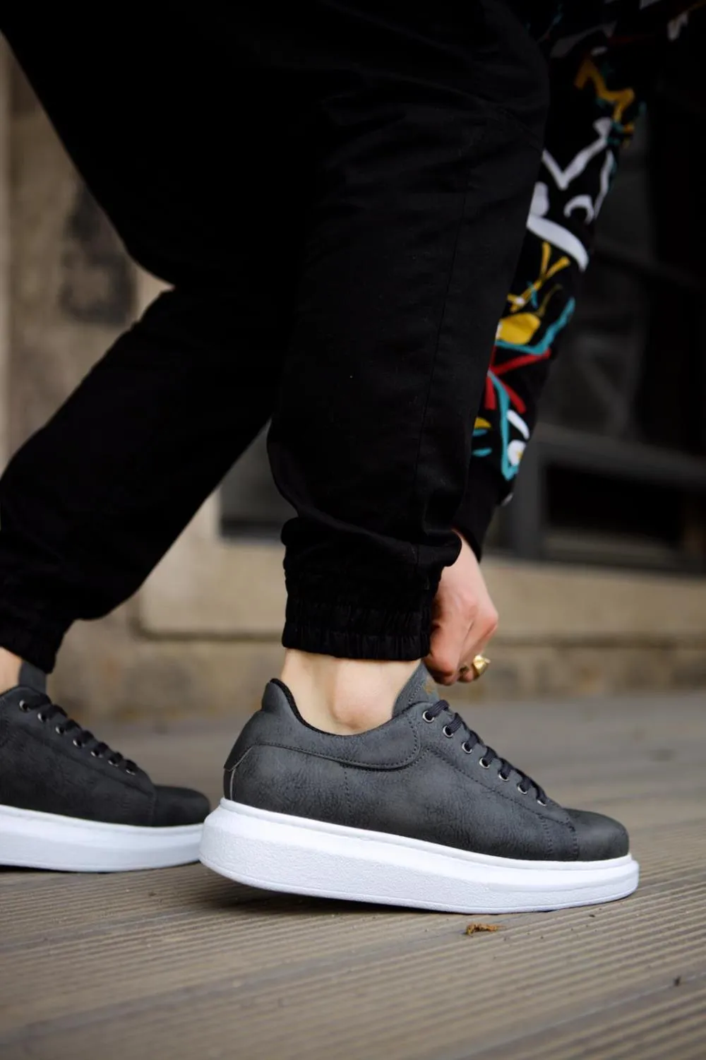 Men's Sneaker Gray High Top Casual Shoes 044