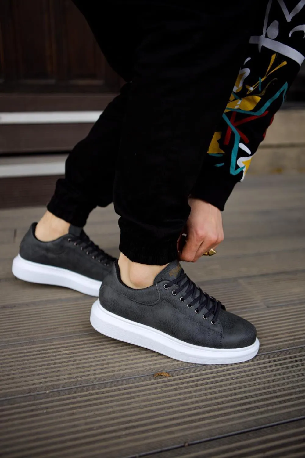 Men's Sneaker Gray High Top Casual Shoes 044