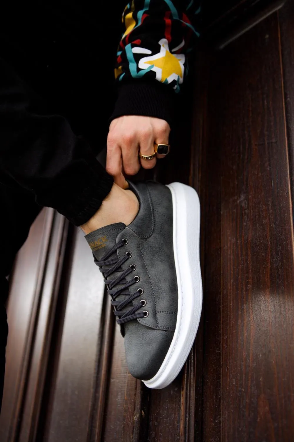 Men's Sneaker Gray High Top Casual Shoes 044