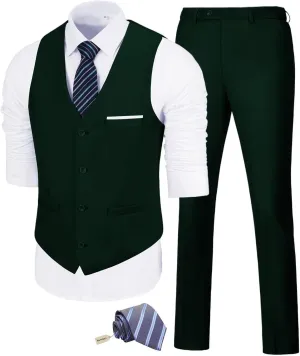Men's Suit Slim Fit 2 Pieces Suits Set Grooms Tuxedos Business Wedding Prom Party Suit Vest and Pants