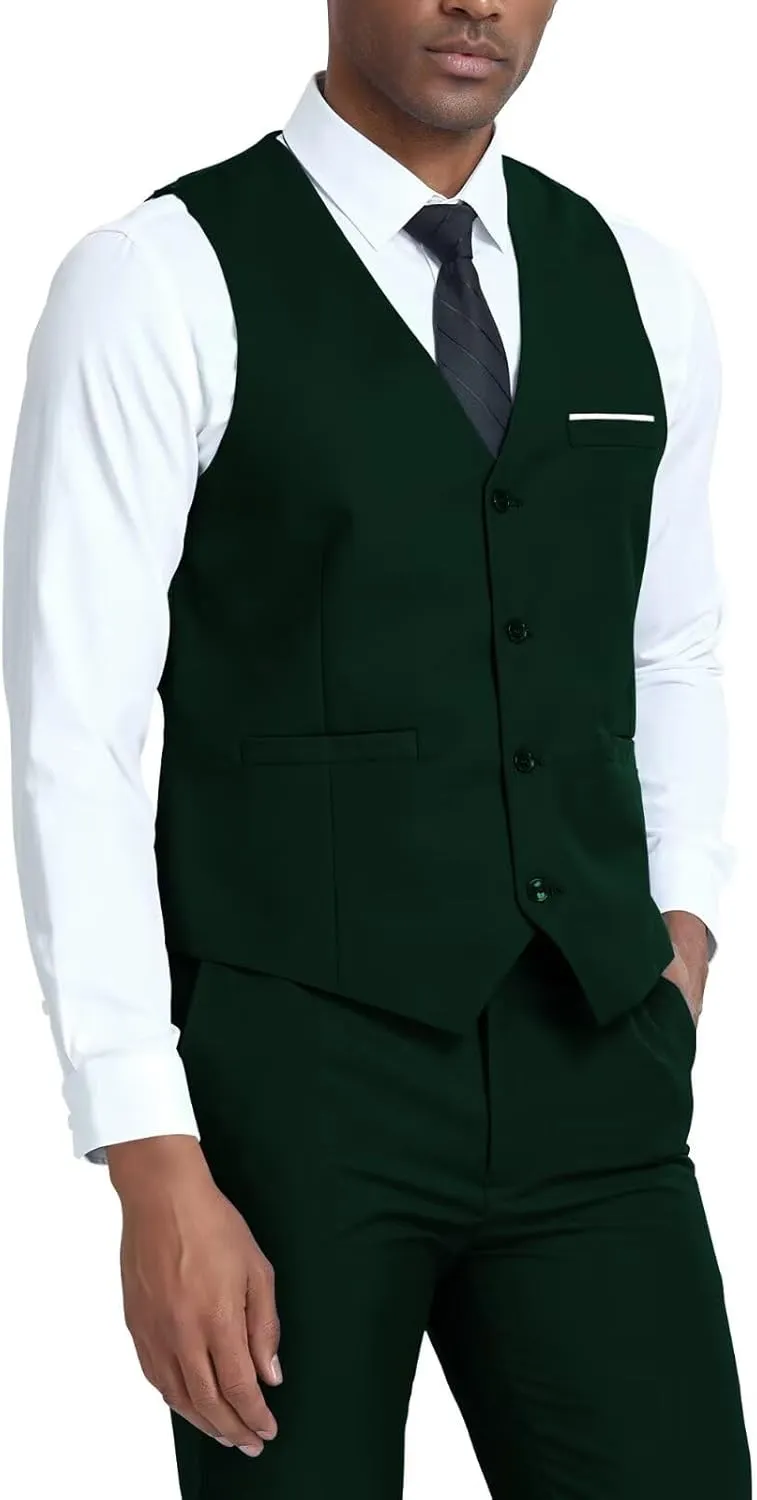 Men's Suit Slim Fit 2 Pieces Suits Set Grooms Tuxedos Business Wedding Prom Party Suit Vest and Pants